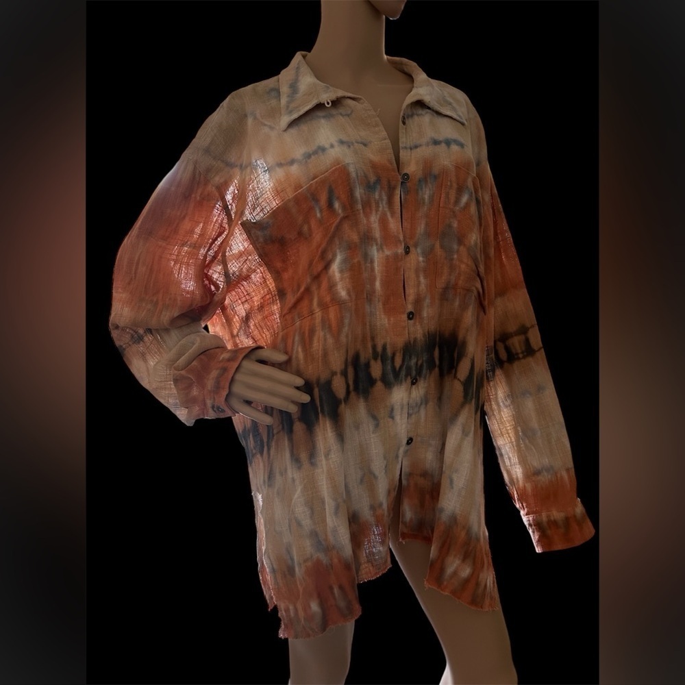 One Teaspoon Hand Dyed Mirage Muslin Long Sleeve 100% Cotton Shirt Women Size M - Picture 5 of 14